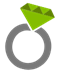 Green icon of an engagement ring.